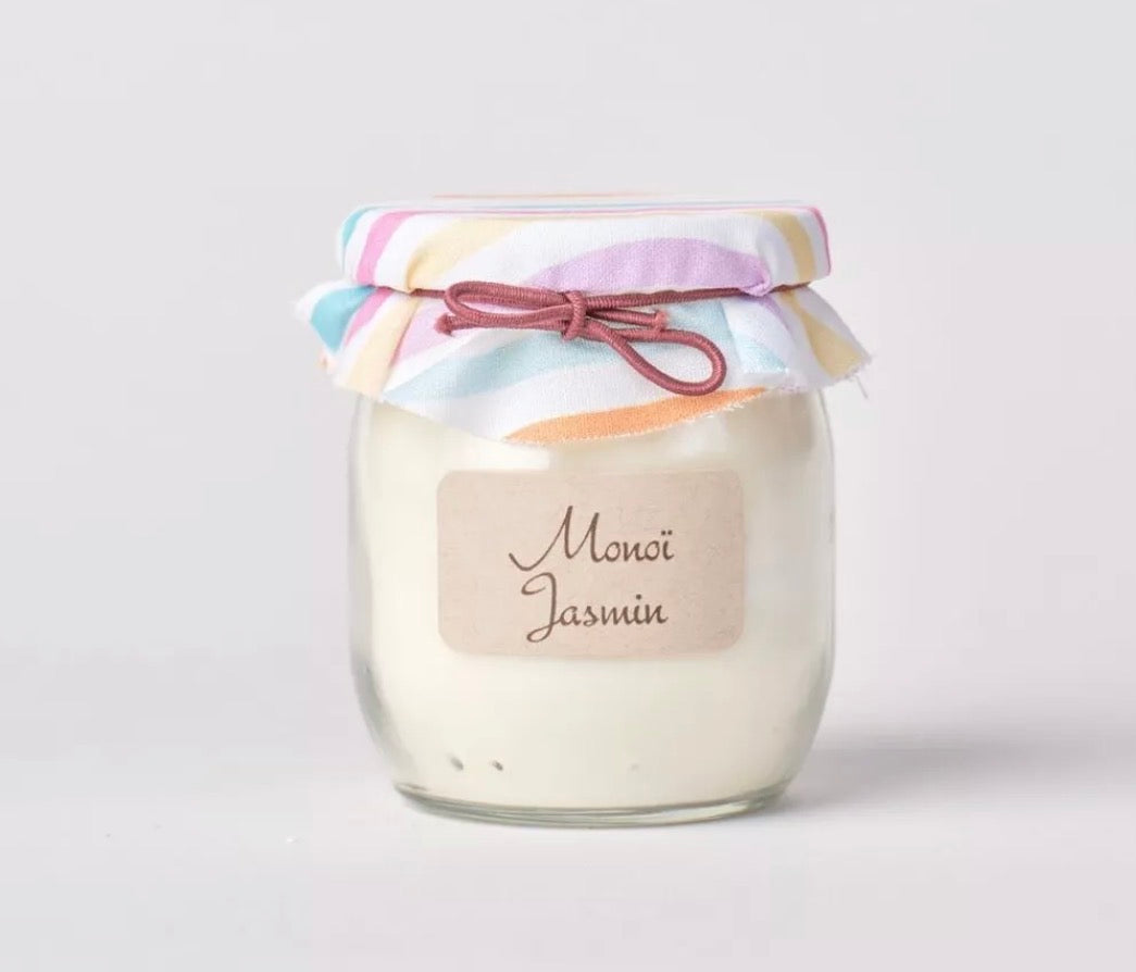 Bougie parfumée - Monoï Jasmin - pot de yaourt 100g