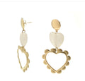 Boucles d’oreilles cœur doré et blanc marbré