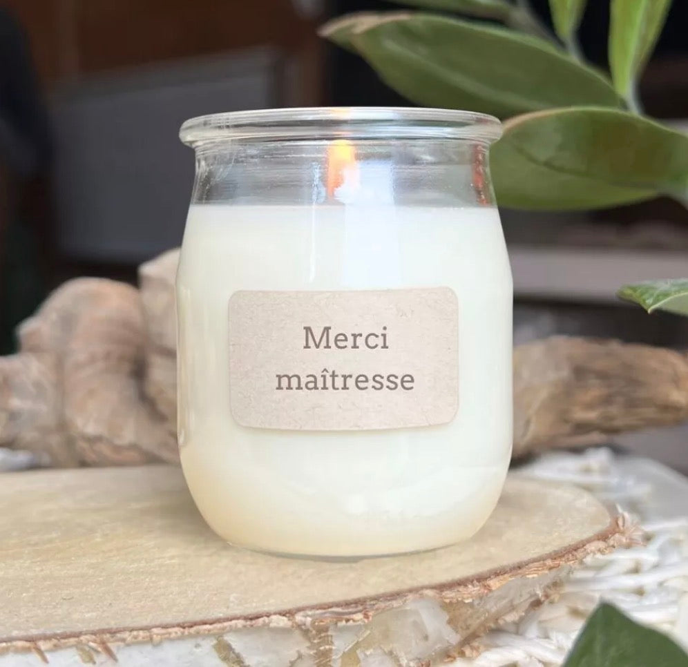 Bougie parfumée à message - Merci maîtresse
