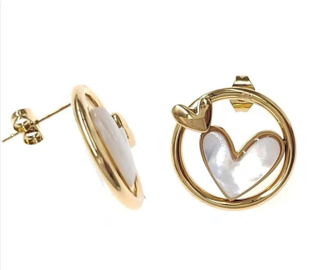 Boucles d’oreilles cœur et nacre