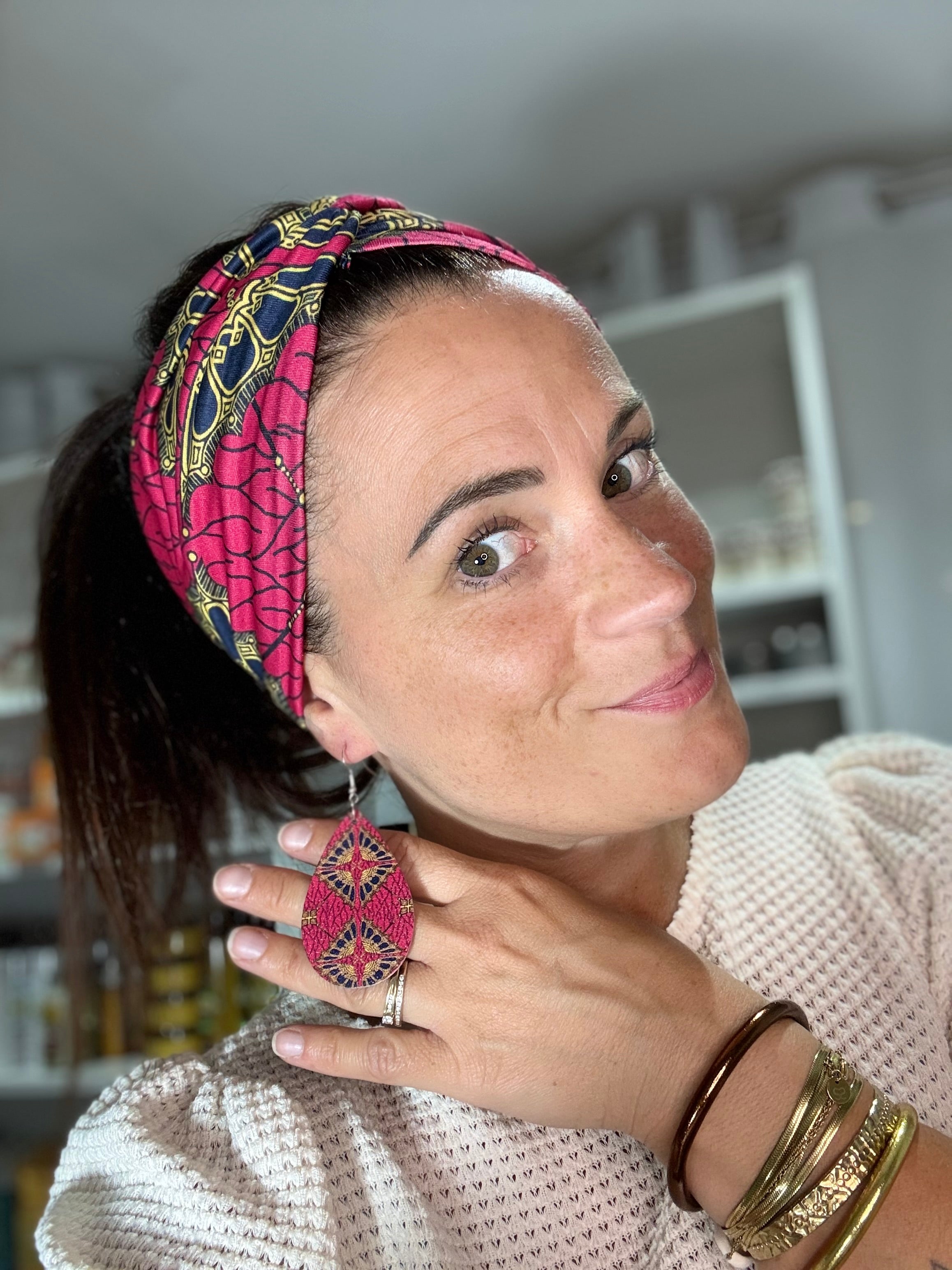 Bandeau style africain ethnique + boucles d’oreilles souples