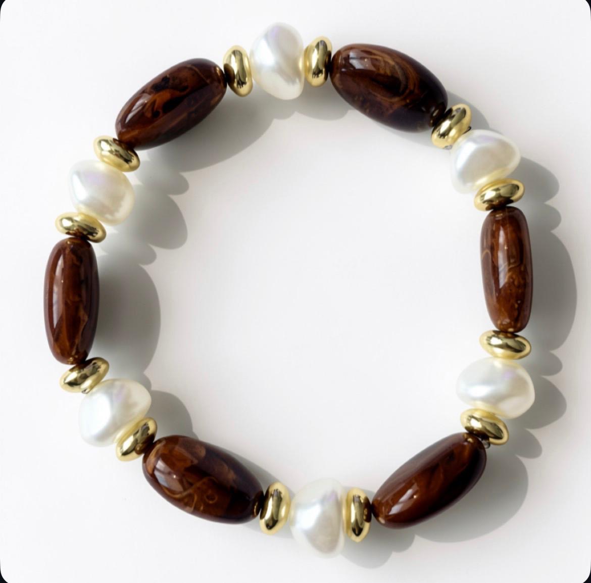 Bracelet perles - marron Chocolat
