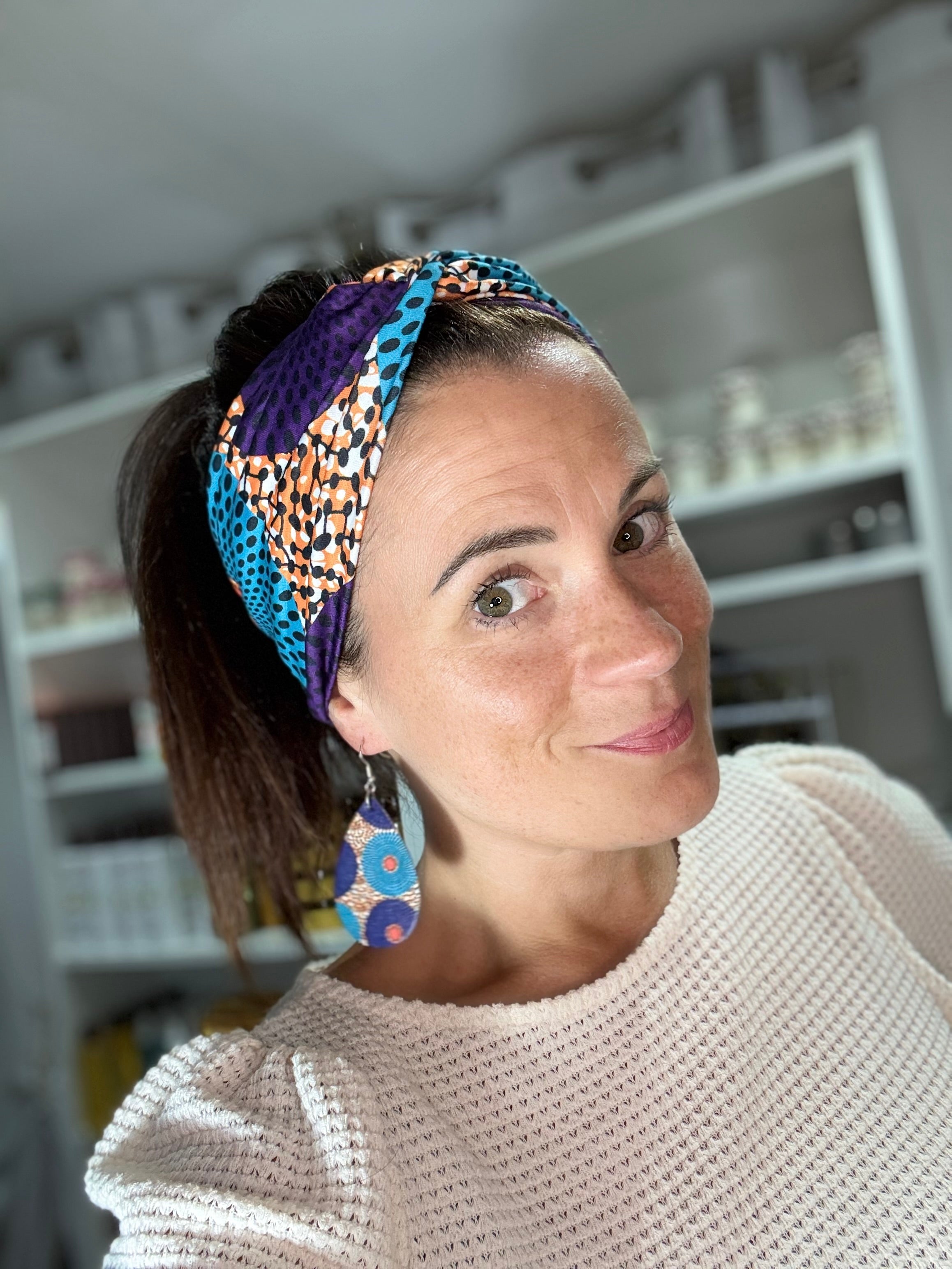 Bandeau style africain ethnique + boucles d’oreilles souples
