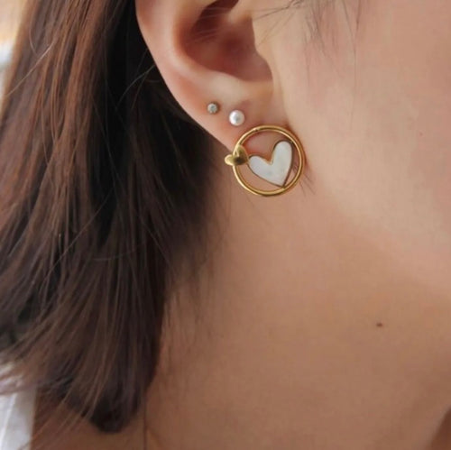 Boucles d’oreilles cœur et nacre