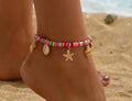 Bracelet cheville breloques mer