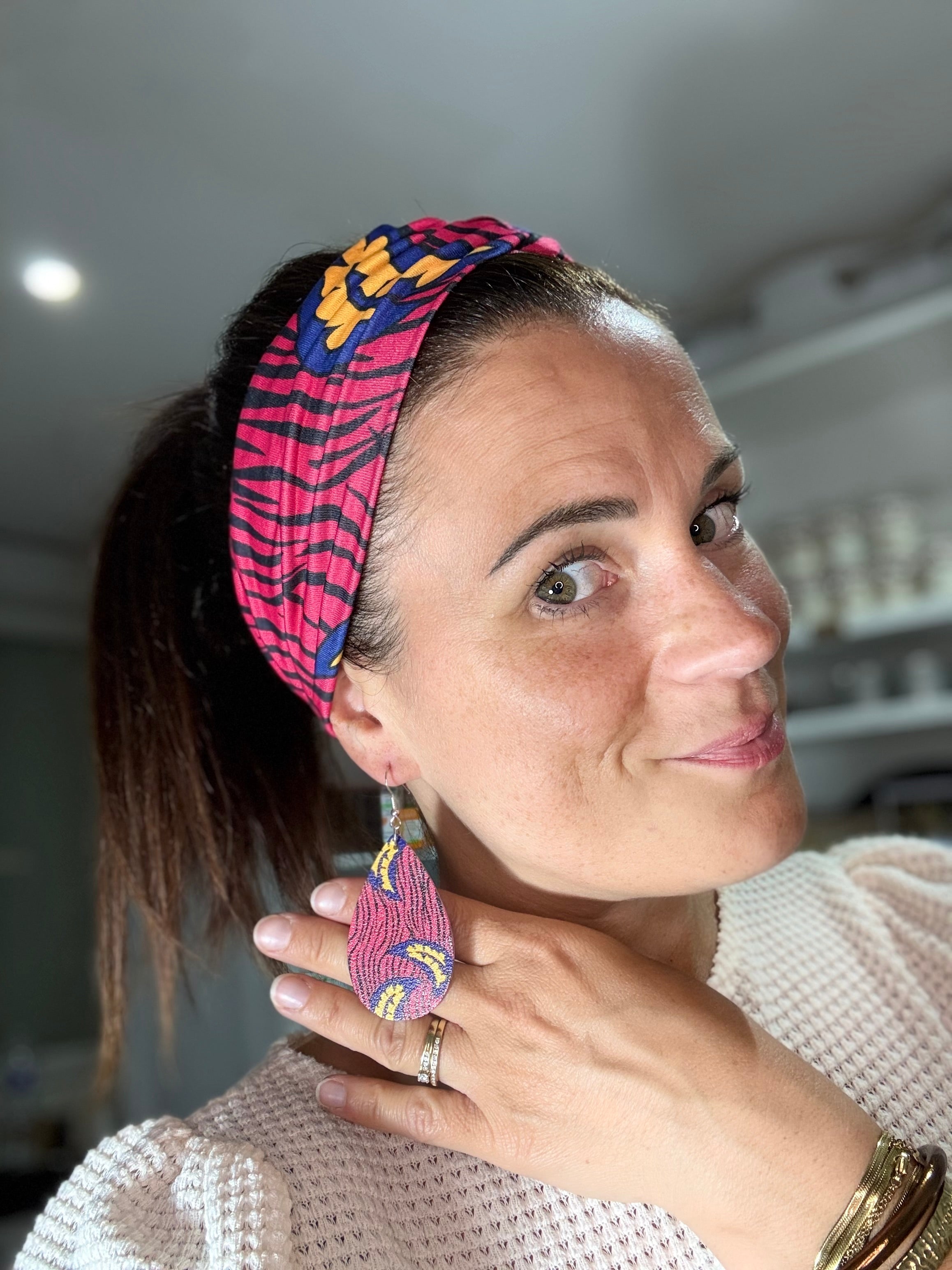Bandeau style africain ethnique + boucles d’oreilles souples