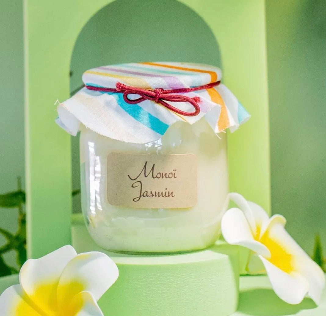 Bougie parfumée - Monoï Jasmin - pot de yaourt 100g
