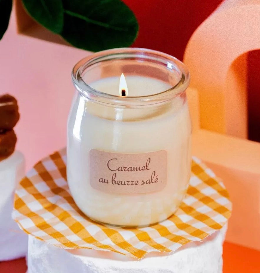 Bougie parfumée - caramel au beurre salé - pot de yaourt 100g
