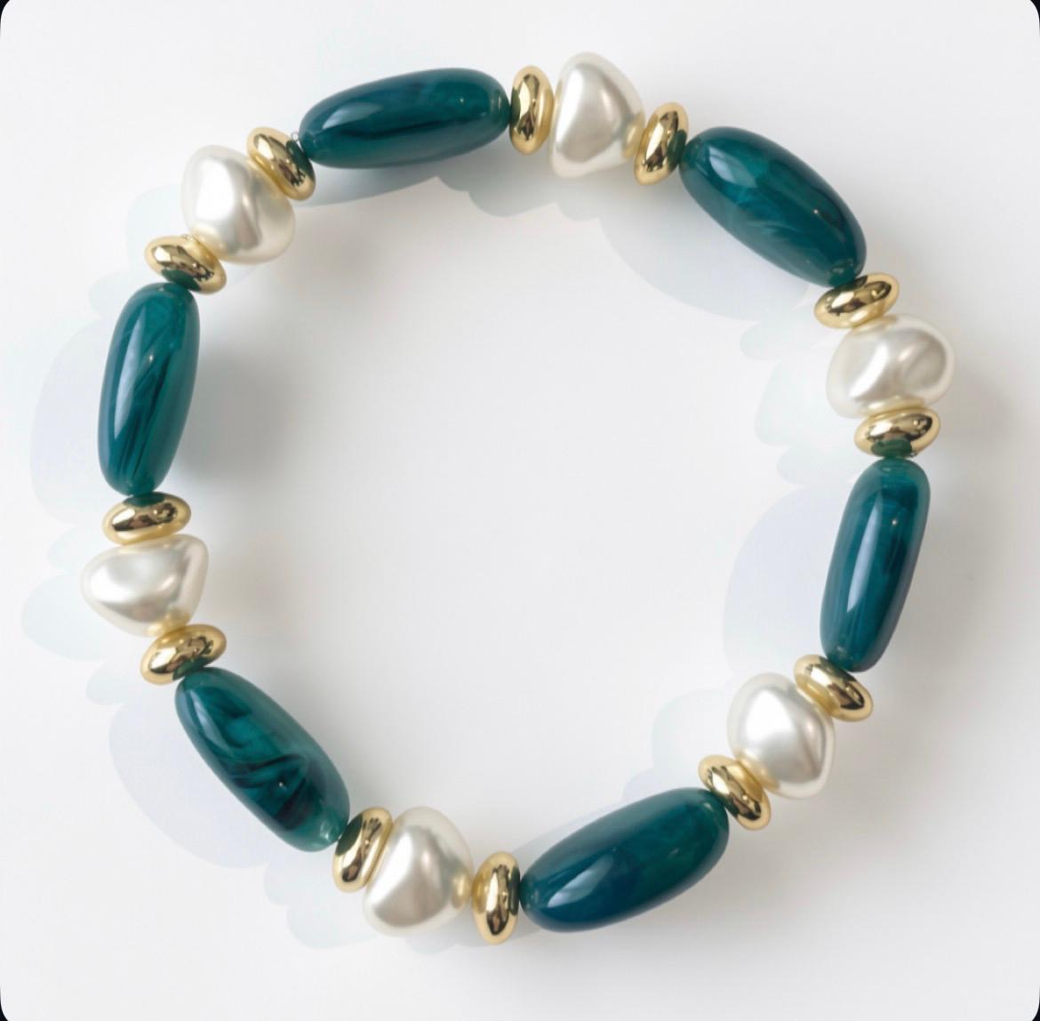 Bracelet perles - vert lagon