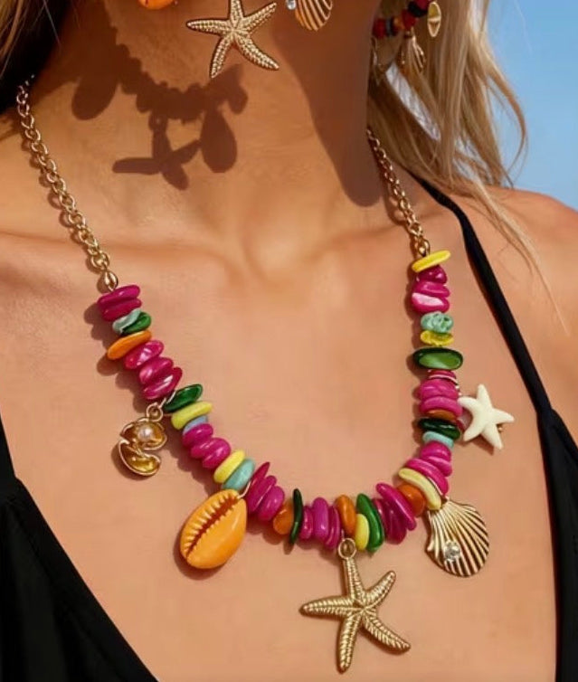 Collier plage multicolore
