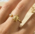 Bague tortue de mer et perle