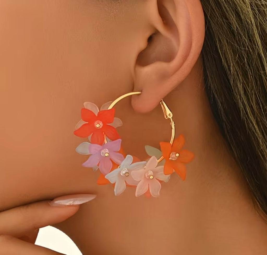 Boucles d’oreilles fleurs 3D