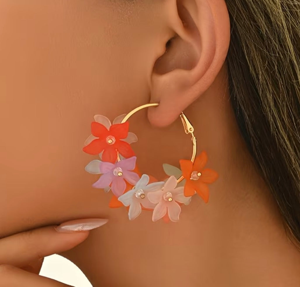 Boucles d’oreilles fleurs 3D