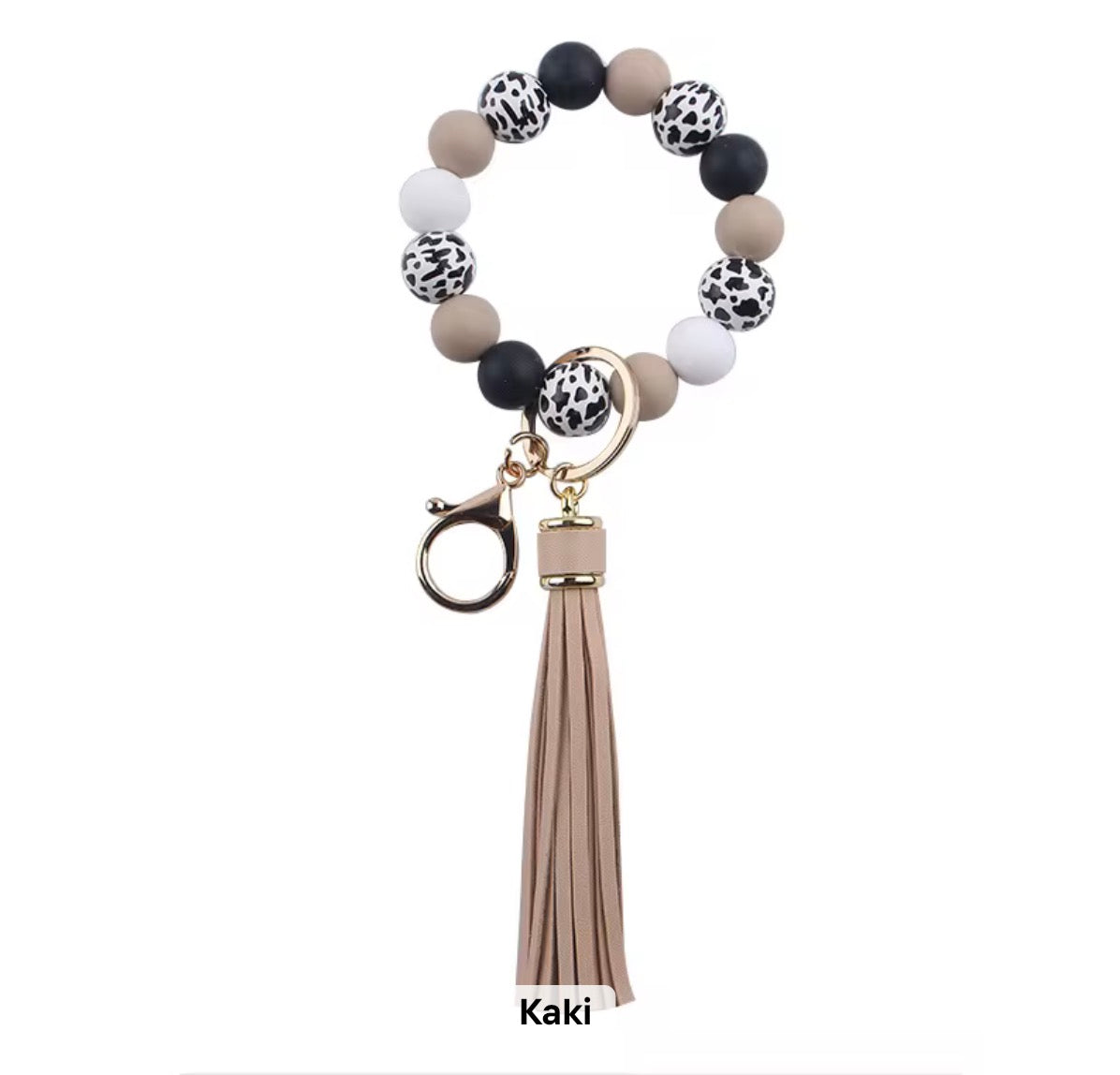 Porte clé bracelet- beige kaki