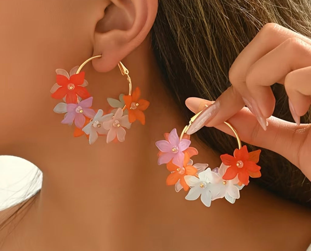 Boucles d’oreilles fleurs 3D