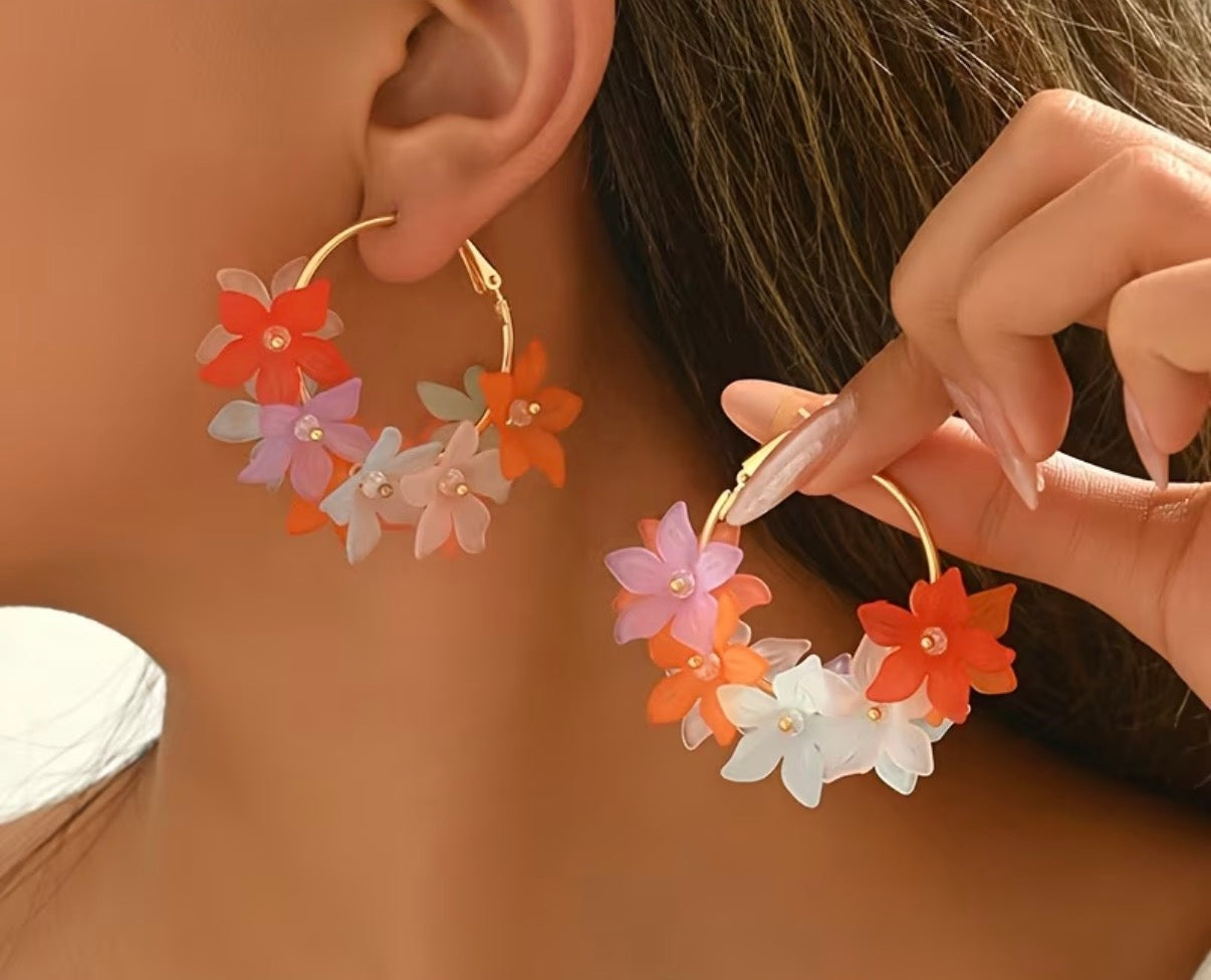 Boucles d’oreilles fleurs 3D
