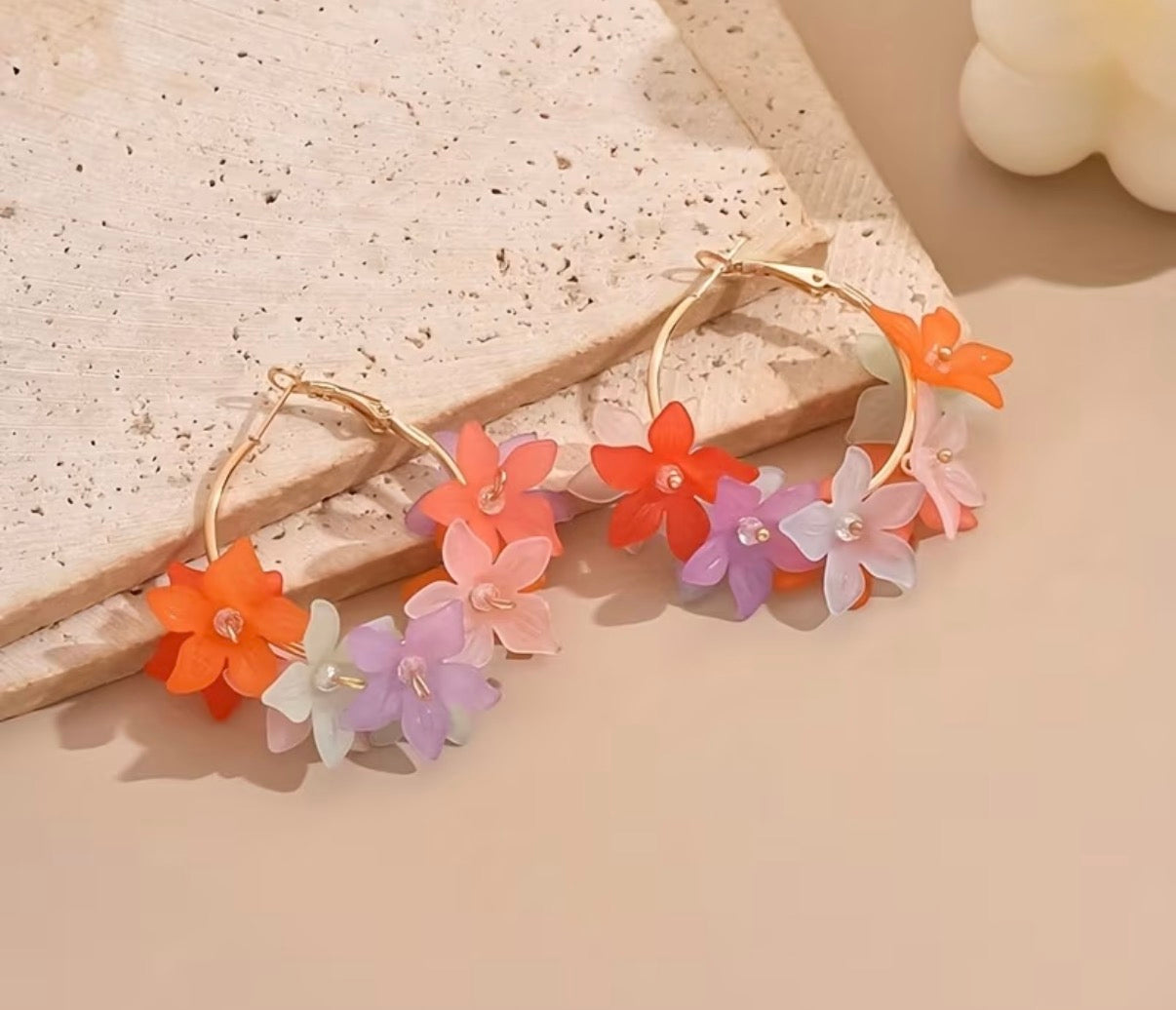 Boucles d’oreilles fleurs 3D