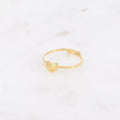 Bague fine - cœur plat texturé - anneau martelé