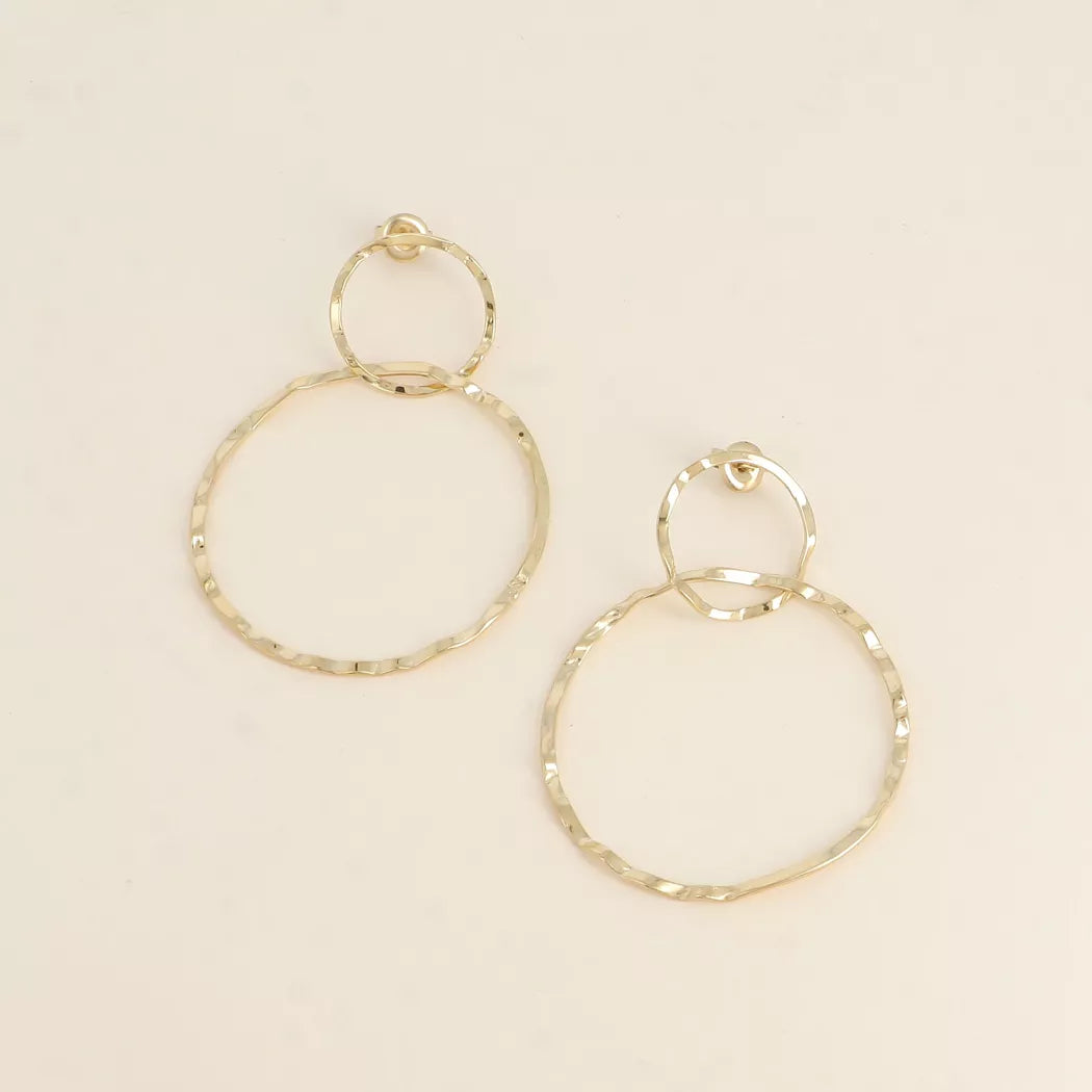 Boucles pendantes - 2 anneaux ronds fins et texturés