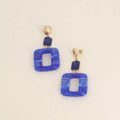 Boucles pendantes - rectangle acétate - Bleu