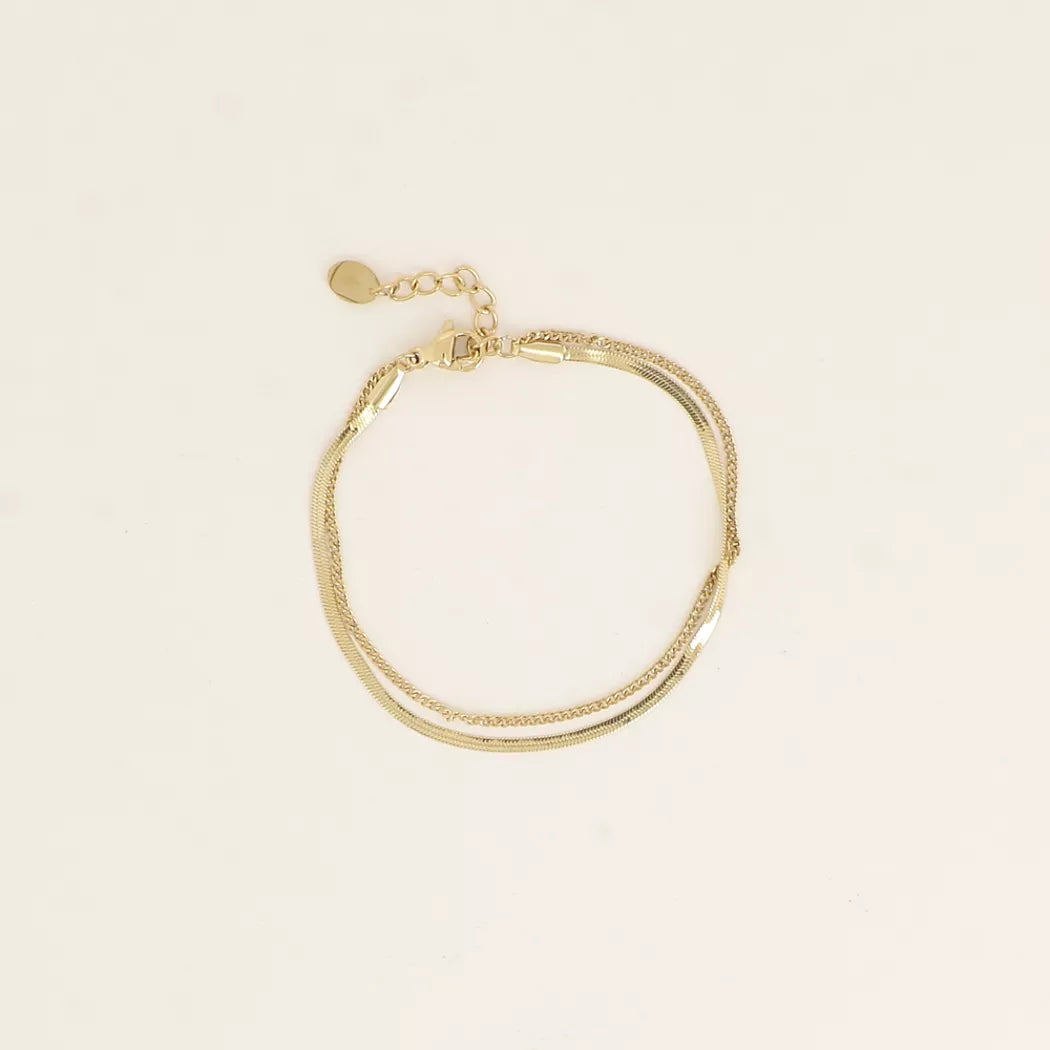 Bracelet - 2 rangs, miroir et fine gourmette