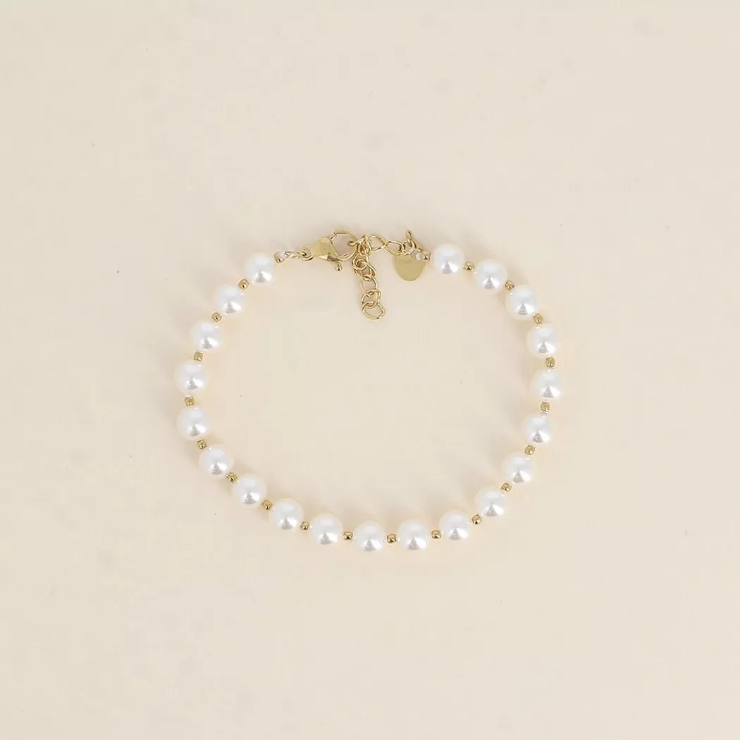 Bracelet - perles de résine blanche 6mm