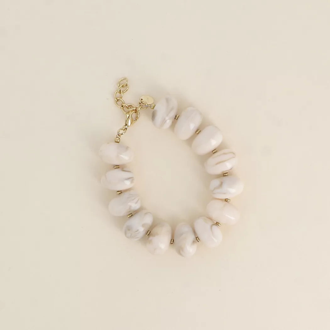 Bracelet perles - Beige doré