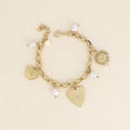 Bracelet - breloques coeurs, perles de résine blanche