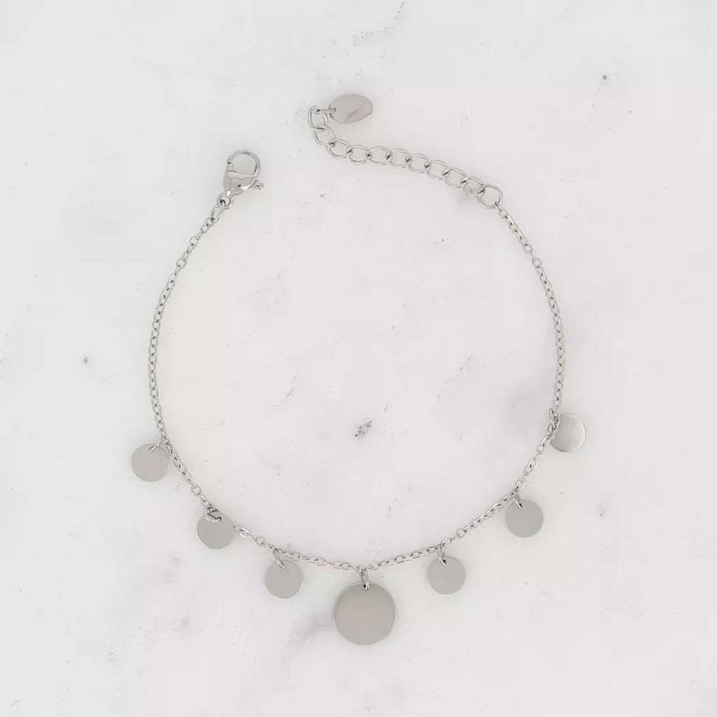 Bracelet pampilles rondes - Rhodium