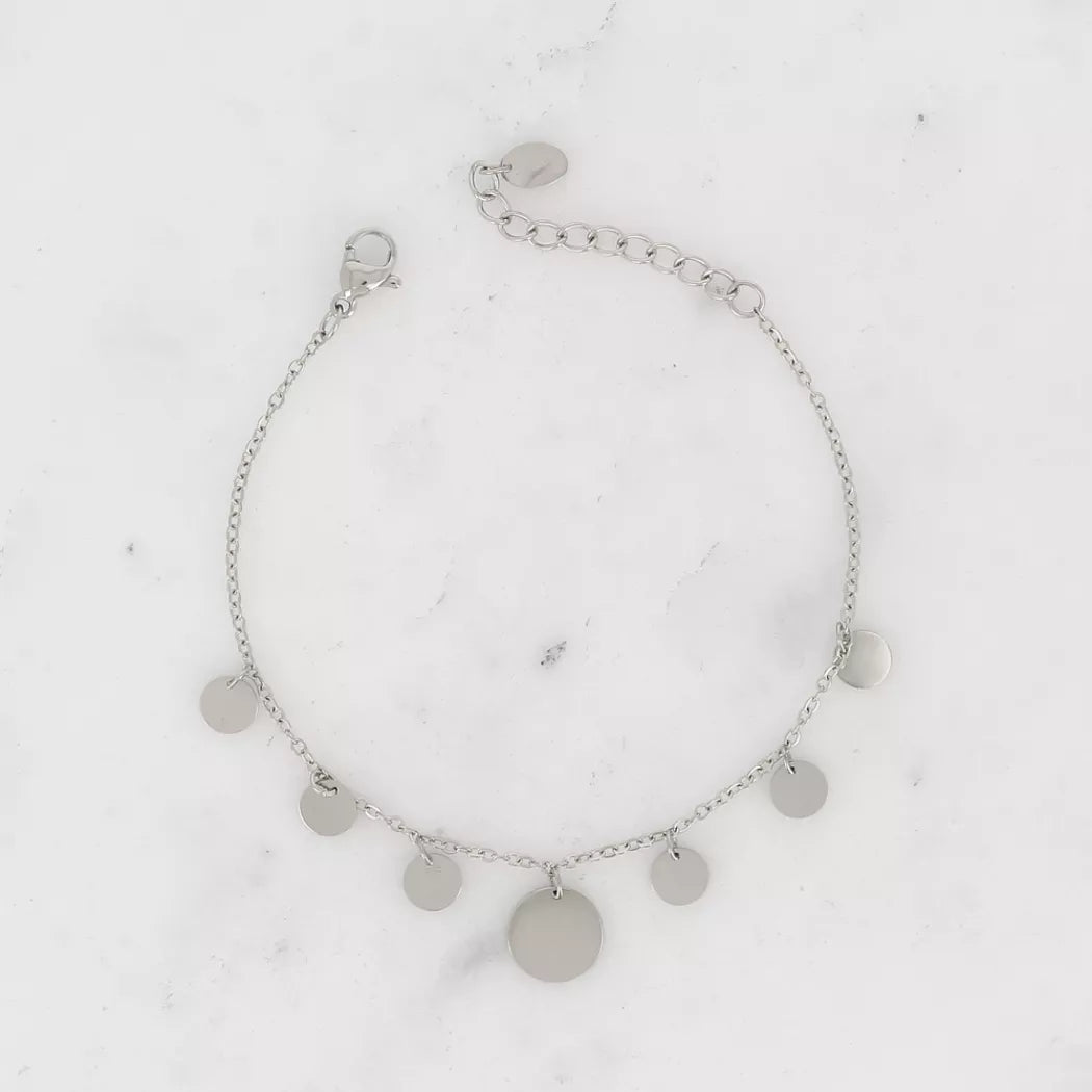 Bracelet pampilles rondes - Rhodium
