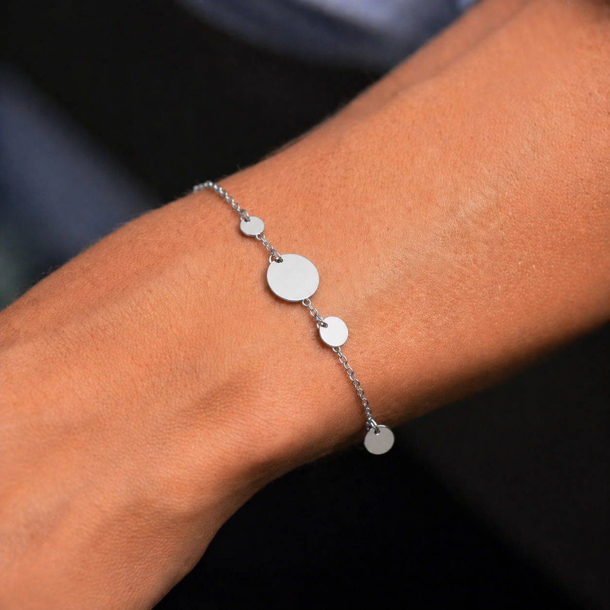 Bracelet pampilles rondes - Rhodium