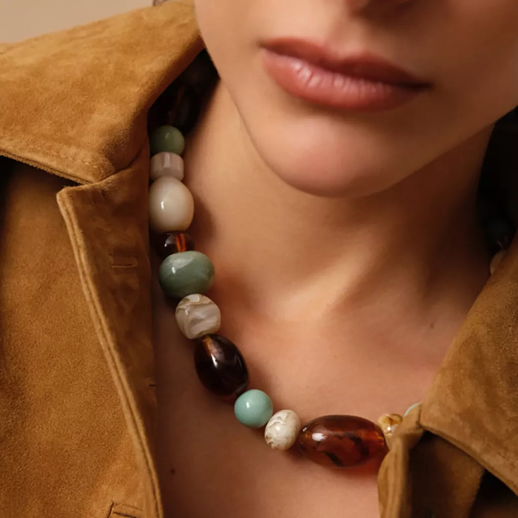 Collier grosses perles acétate