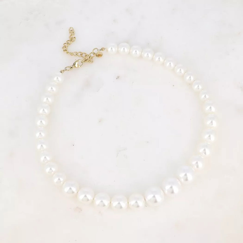 Collier grosses perles blanches