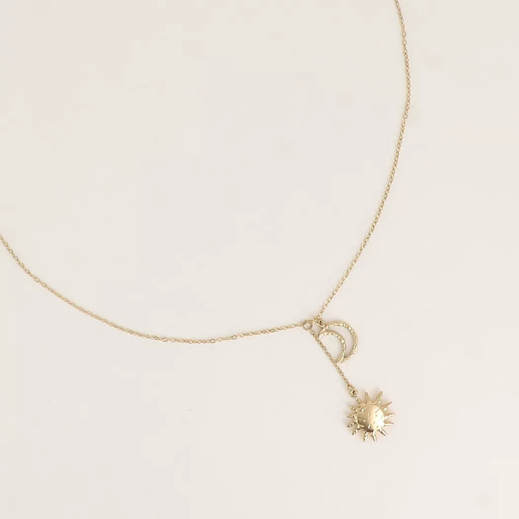 Collier lune / soleil - doré
