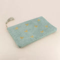 Trousse velours cœurs - vert sauge
