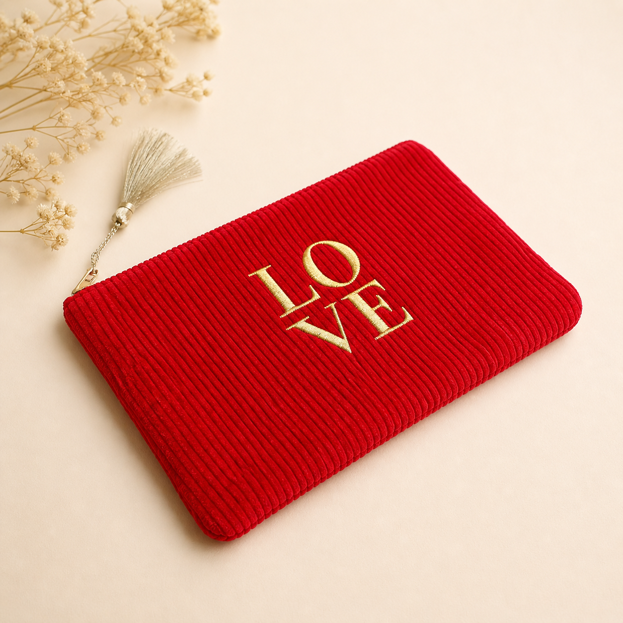 Trousse velours LOVE - Rouge
