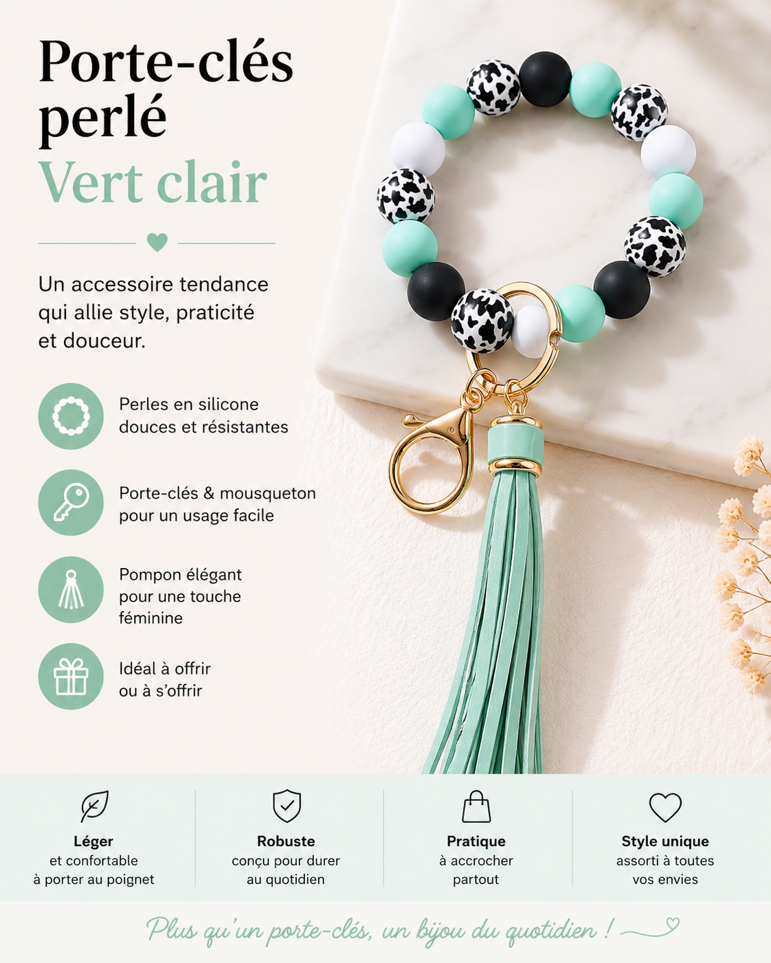 Porte clé bracelet - vert