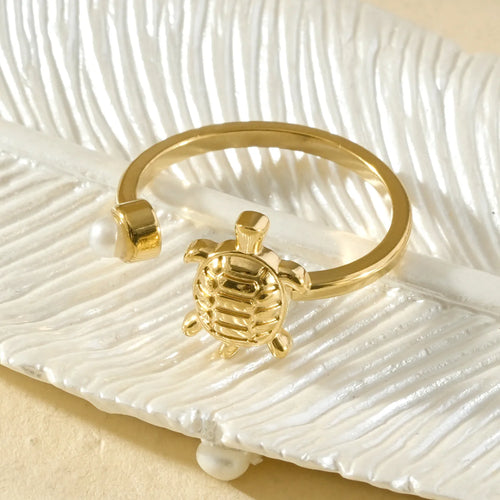 Bague tortue de mer et perle