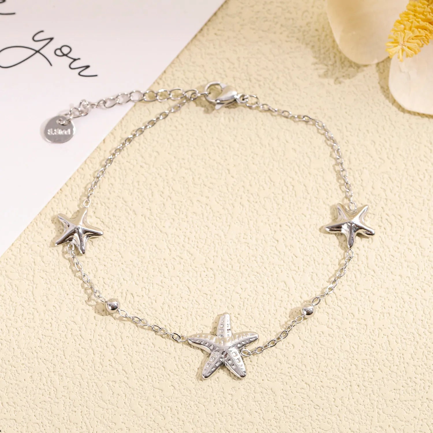 Bracelet argent fin 3 étoiles de mer