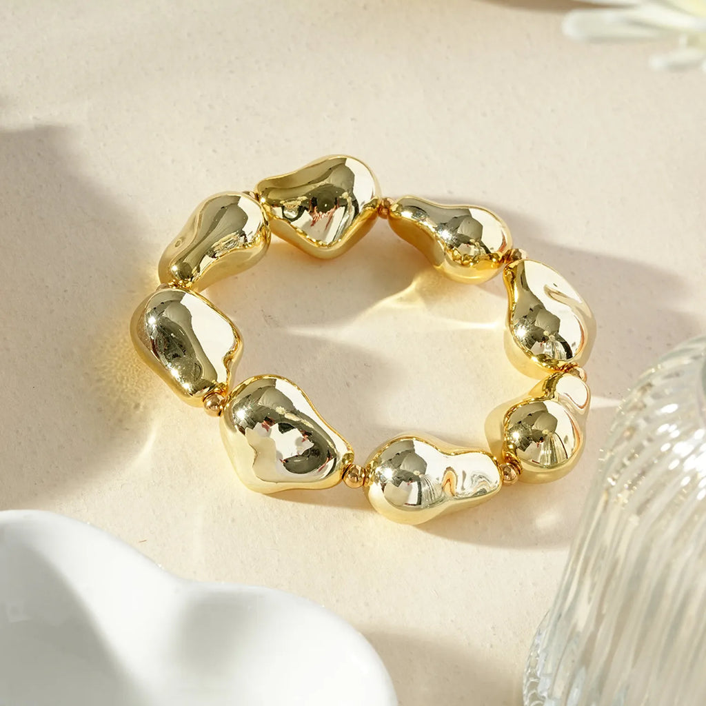 Bracelet galet doré - élastique